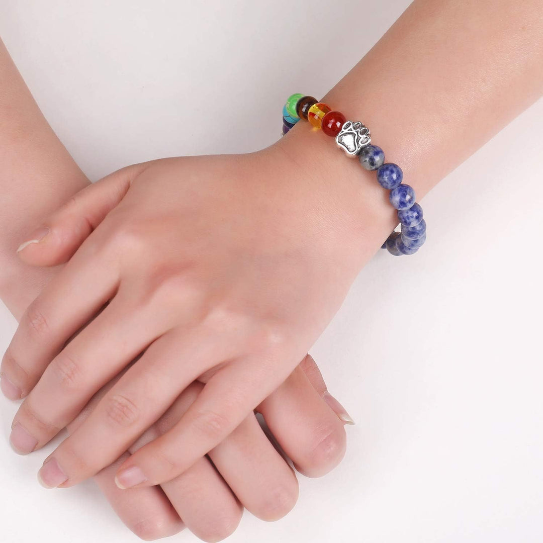 Spominska zapestnica Rainbow Bridge – Darilo z 7 kroglicami čaker za izgubo hišnega ljubljenčka