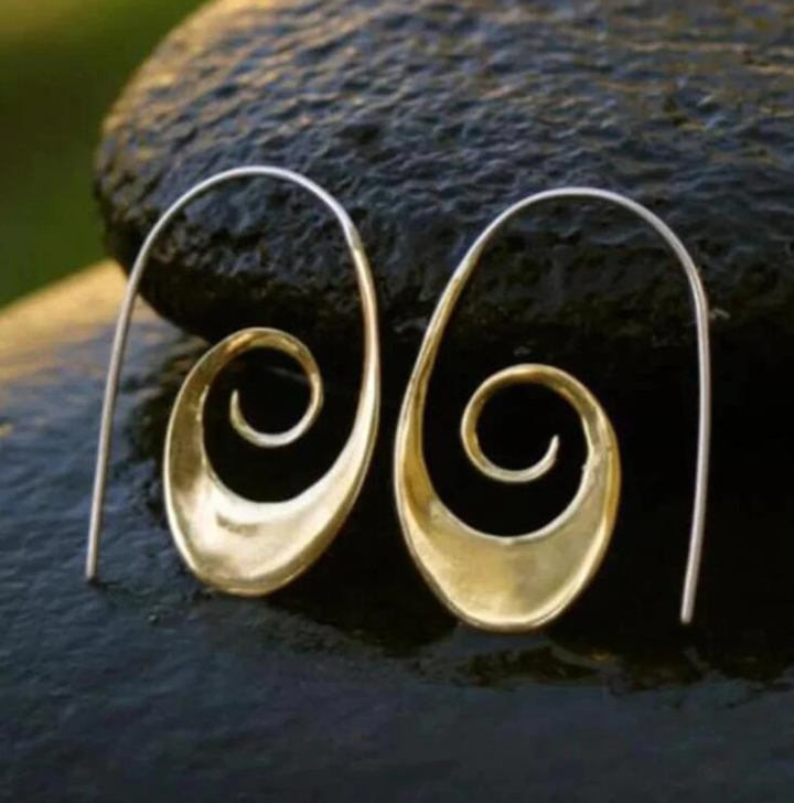 Boho uhani spirale v zlatu in srebru