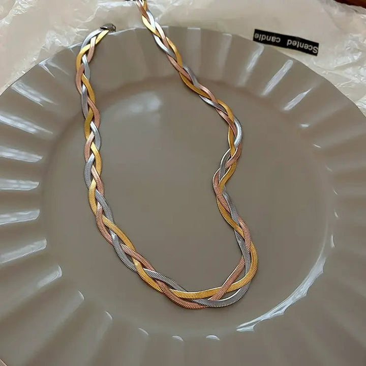 Eleganten Ogrlica v Zlati in Srebrni Barvi
